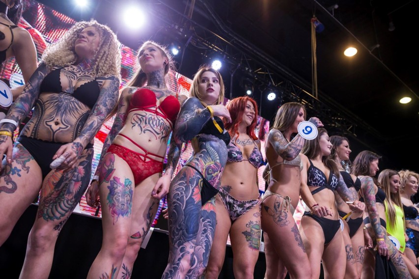 Wybory Tattoo Miss podczas Warsaw Tattoo Days w lutym 2020...