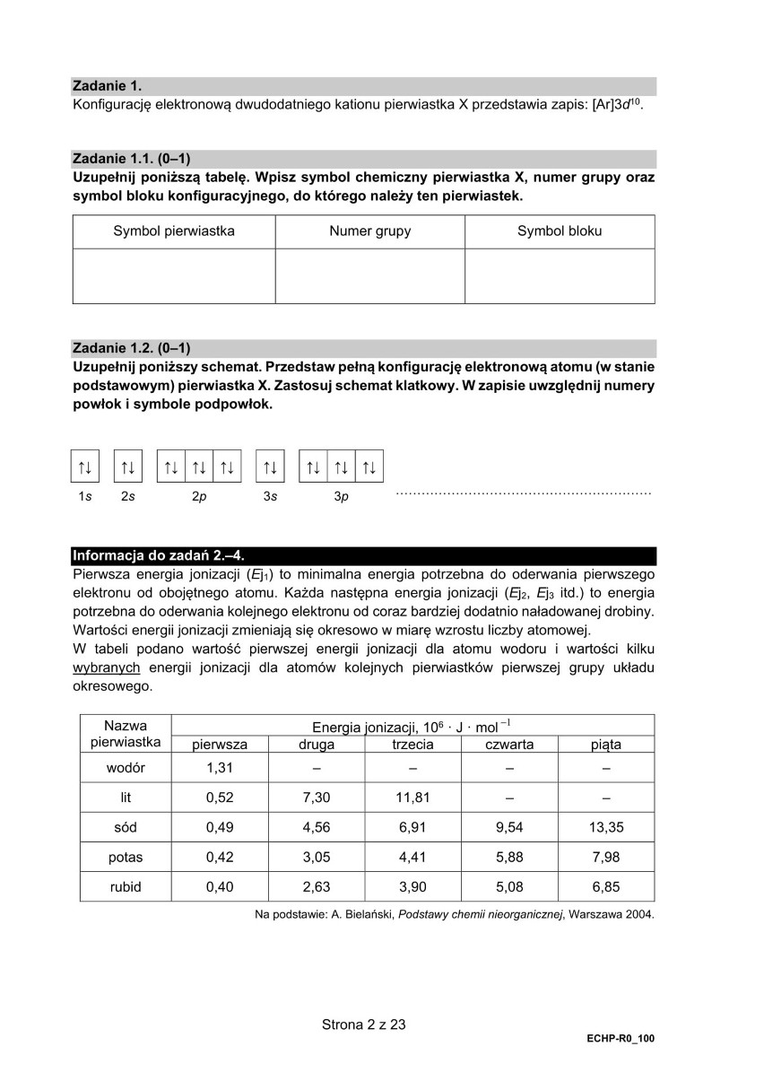 Matura próbna 2021. Chemia poziom rozszerzony - arkusze CKE....