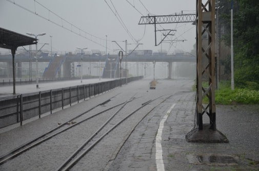 Zalany dworzec Czechowice-Dziedzice