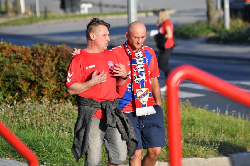 Kibice Rakowa Częstochowa na meczu z Zagłębiem Lubin w...