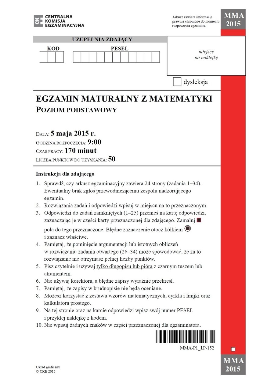 Matura 2015 Matematyka - Geometria i planimetria - proste? ZADANIA - ARKUSZ CKE - ROZWIĄZANIA