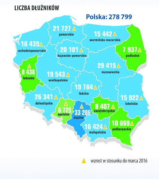 Liczba dłużników z powodu niepłacenia alimentów w naszym...