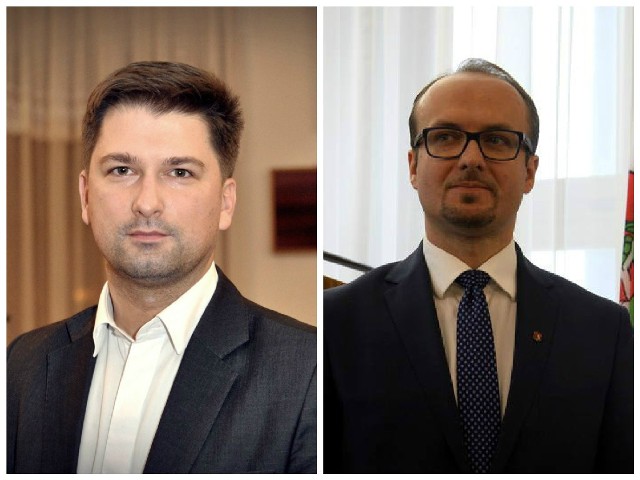 Sylwester Tułajew, szef opozycyjnego klubu radnych PiS (z lewej) i Piotr Kowalczyk, przewodniczący RM Lublin.