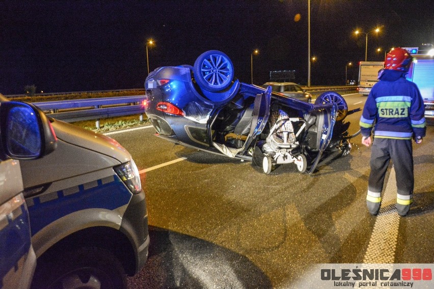 Wypadek na drodze ekspresowej S8 pod Oleśnicą