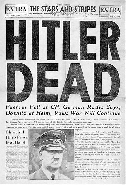 Okładka amerykańskiej gazety "Stars and Stripes" z maja 1945