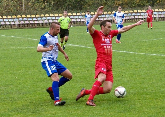 Andrij Nikanovych (czerwony strój) w rundzie jesiennej ma grać w Łańcucie