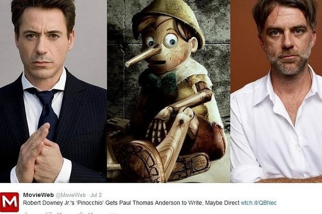 Robert Downey Jr. i Paul Thomas Anderson biorą się za nową wersję "Pinokia" (fot. screen z Twitter.com)