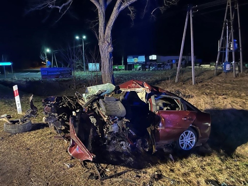 Śmiertelny wypadek koło Bełchatowa. Na drodze we wsi Nowy Świat kierowca uderzył w drzewo