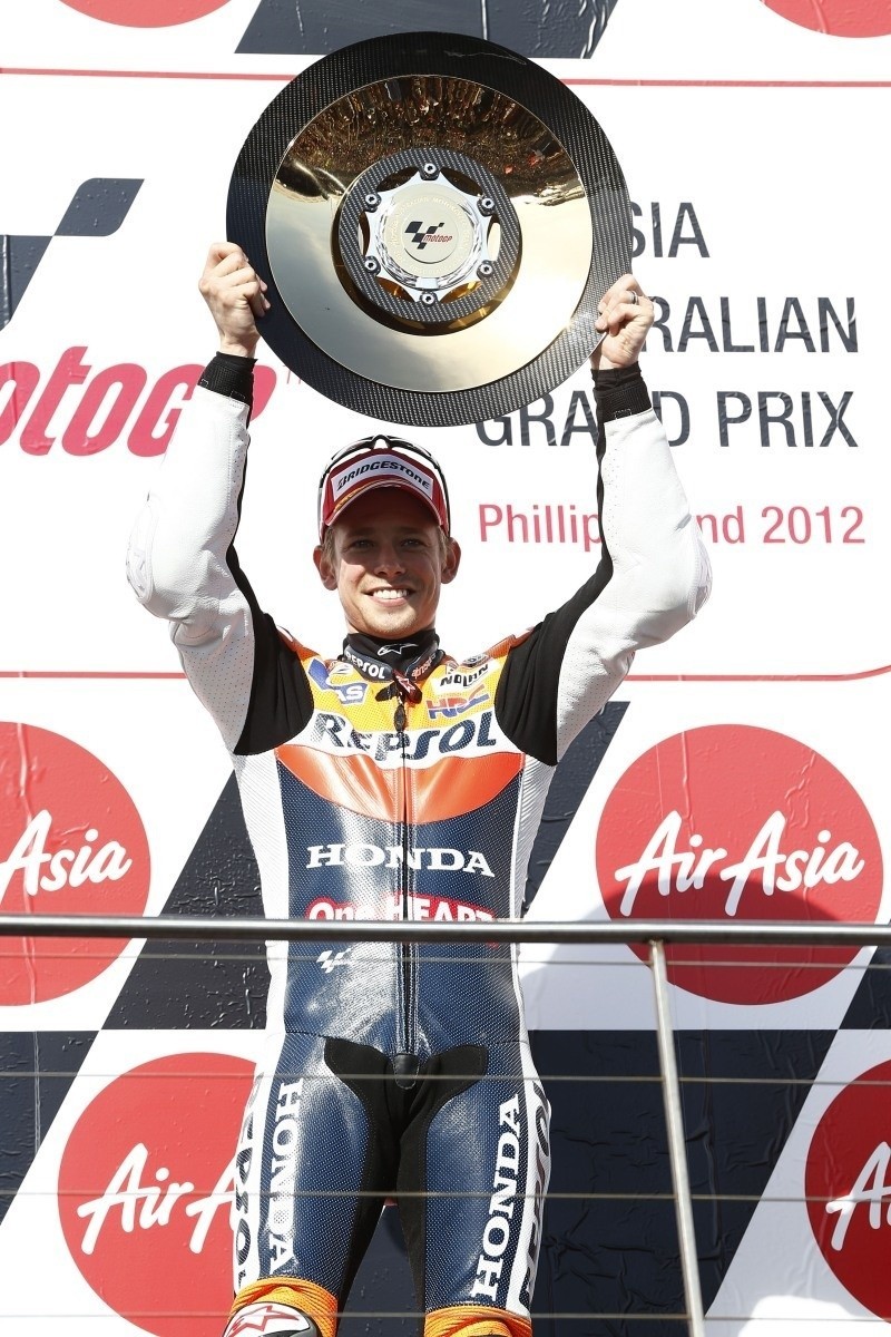 Casey Stoner  na podium Fot: Honda