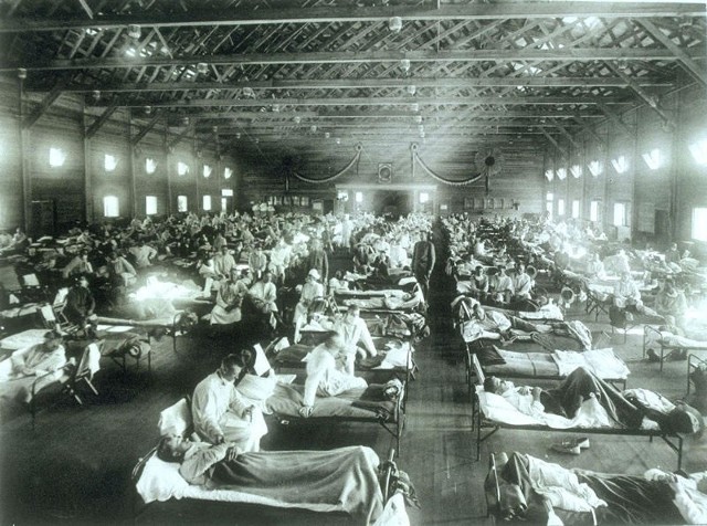 Oddział pierwszej pomocy w Fort Riley, Kansas, podczas epidemii hiszpanki