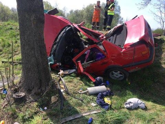 Kierowca auta wjechał w przydrożne drzewo. Nie przeżył wypadku.