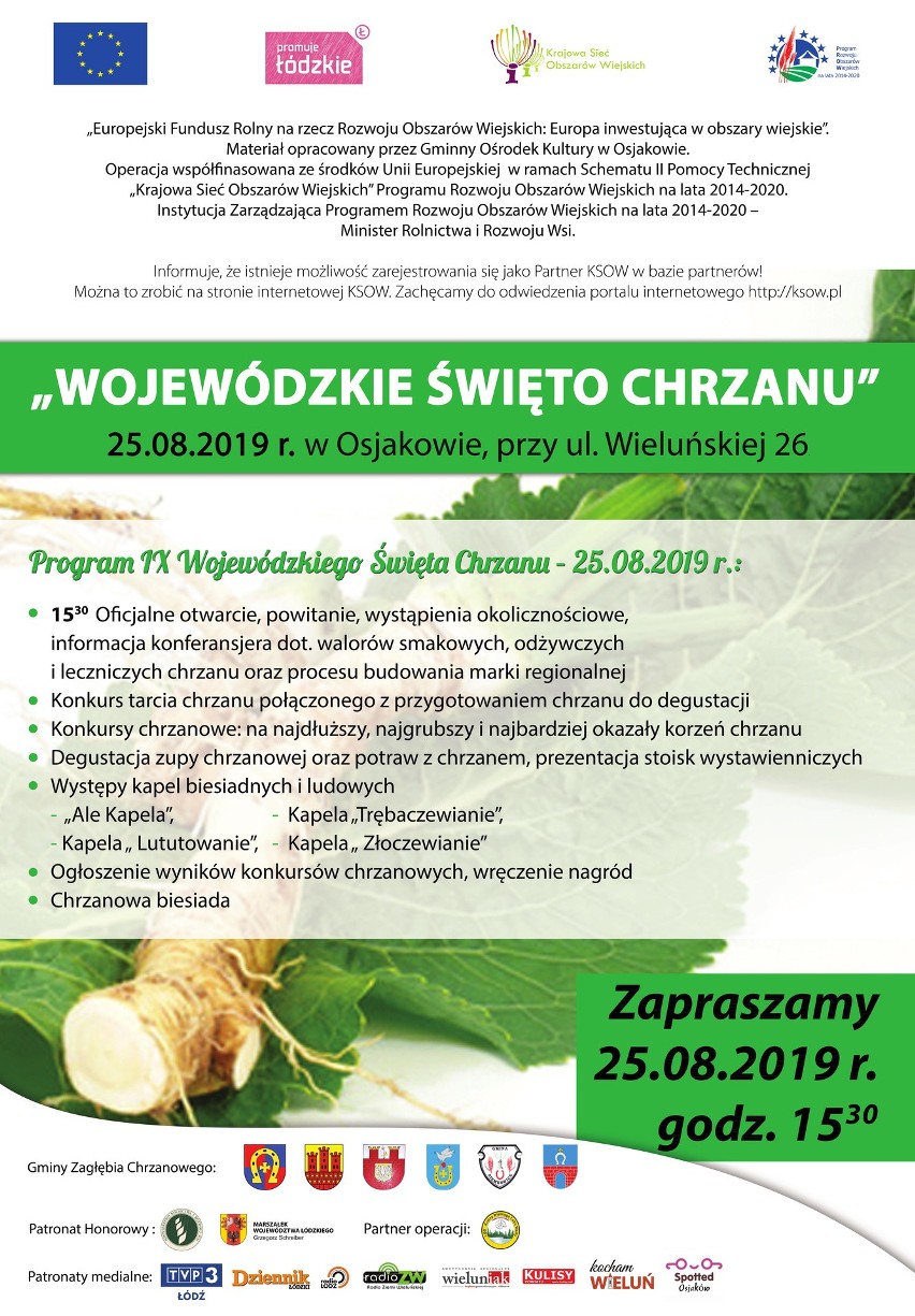 Program IX Wojewódzkiego Święta Chrzanu w Osjakowie