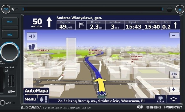 Stacja multimedialna GDF879 posiada większy 6,2’’ ekran dotykowy. Fot. Automedia