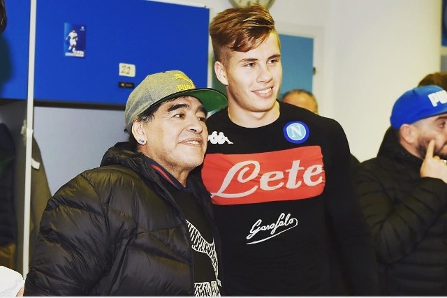 Igor Łasicki z boskim Diego Maradoną, legendą Napoli