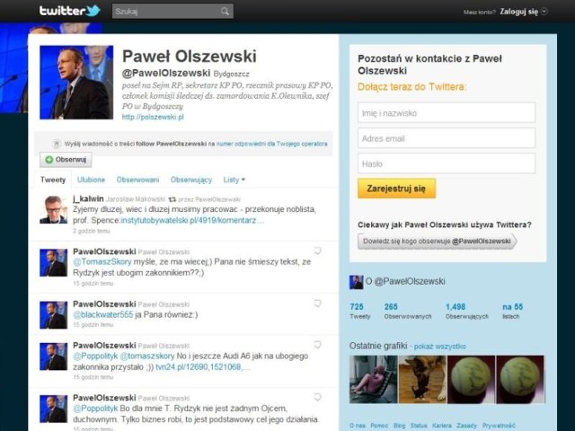 Zrzut ekranu twittera Pawła Olszewskiego