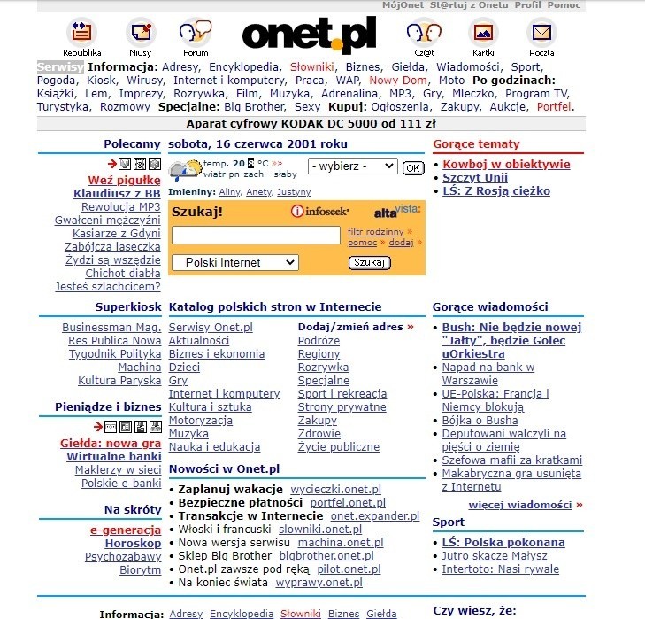 Portal Onet powstał w 1996 roku w Krakowie. Layout daleko...