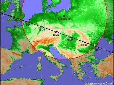 Przelot nad Europą 6 marca 2011