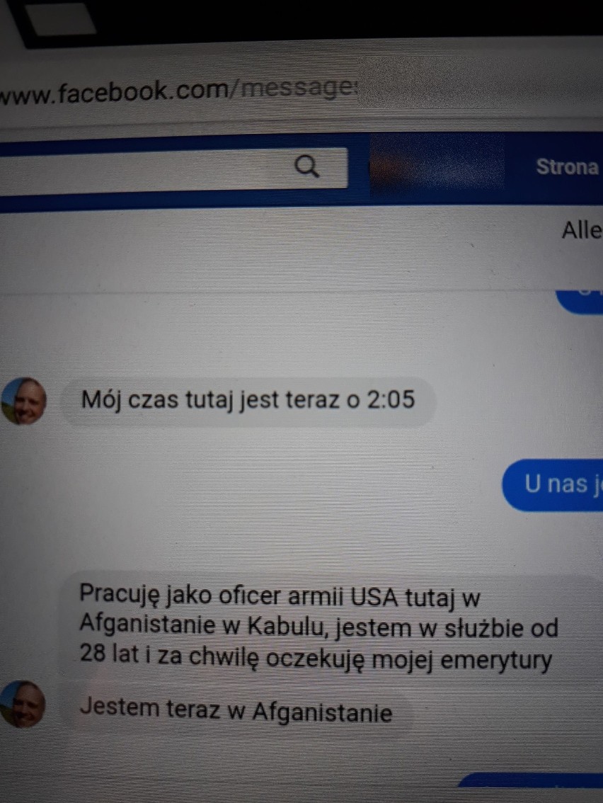 Screeny od Czytelniczki z rozmowy z amerykańskim żołnierzem.
