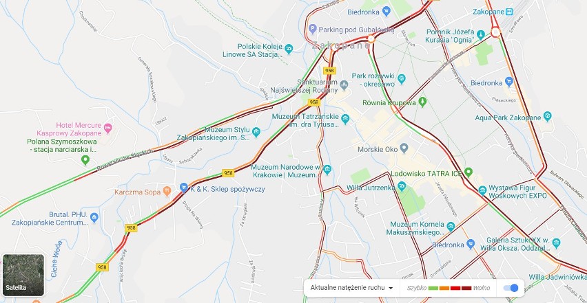 Komunikacyjny koszmar w Zakopanem! Wszystkie ulice stanęły w mega korkach [ZDJĘCIA, MAPY]