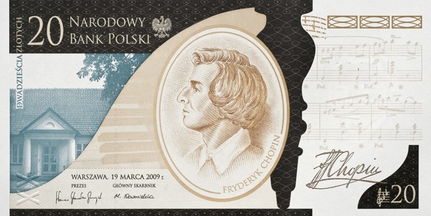 200. rocznica urodzin Fryderyka Chopina – 20 zł z 2010 roku....