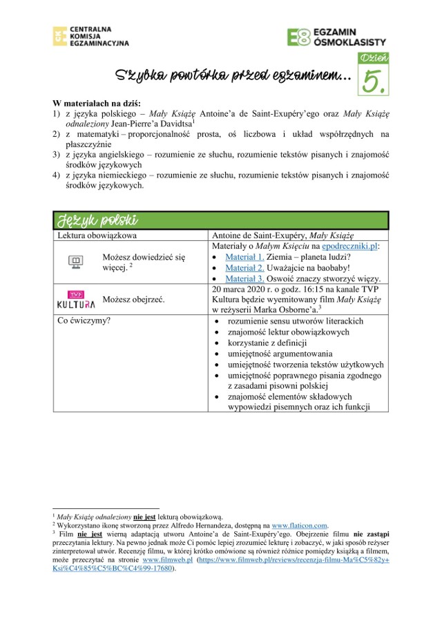 Egzamin ósmoklasisty CKE 2020: zestaw zadań powtórkowych