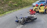 Znowu wypadek przy A18. Śmigłowiec zabrał motocyklistę z drogi krajowej