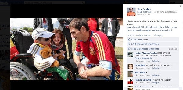 Iker Casillas złożył kondolencje na swoim profilu na...