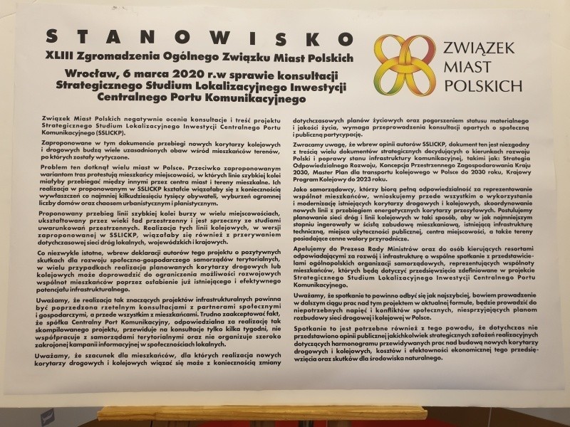 Stanowisko Związku Miast Polskich w sprawie KDP.