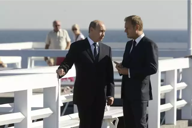 Donald Tusk i Władimir Putin na sopockim molo