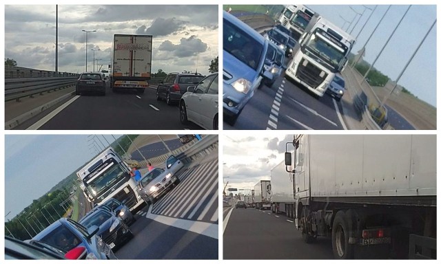 Kierowcy ciężarówek uniemożliwiają wyprzedzanie ich lewym pasem na obwodnicy Białegostoku
