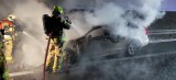 Pożar na drodze ekspresowej S5 w Wierzycach pod Gnieznem. Zapalił się samochód