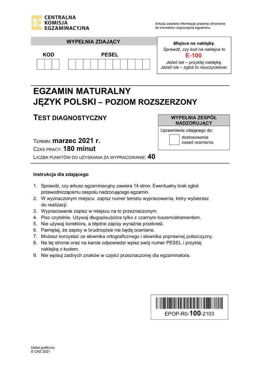 Matura próbna 2021. Język polski na poziomie rozszerzonym. Jakie były zagadnienia? Mamy arkusz!