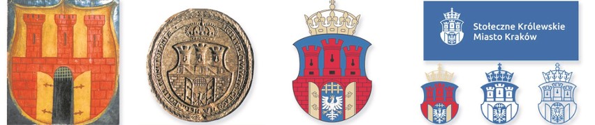 Od lewej: 1. Pierwotna wersja herbu Krakowa, początek XVI...