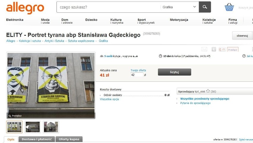 Elity Poznania na Allegro. Anarchiści sprzedają portrety! [ZDJĘCIA]