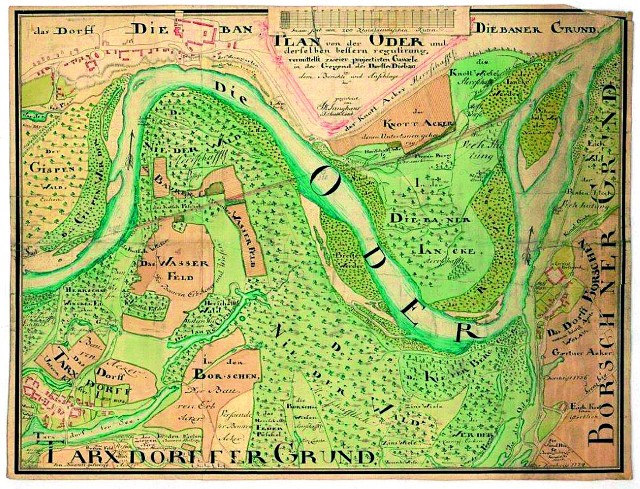 Mapa Odry koło Brzegu Dolnego, koniec XVIII w.