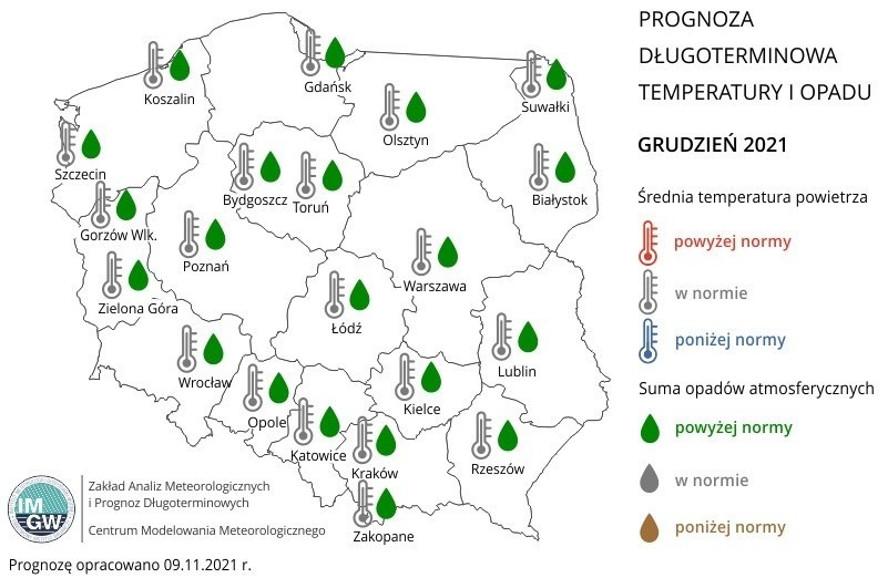 Prognoza średniej miesięcznej temperatury powietrza i...