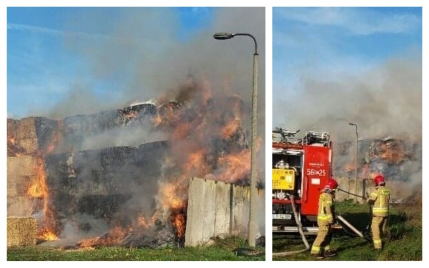 Pożar stogu w Cerekwicy.