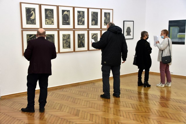 Otwarcie wystawy "Wczoraj, dziś, pojutrze" (prace z muzeum w Cottbus) w Biurze Wystaw Artystycznych w Zielonej Górze - 14 stycznia 2022 r.
