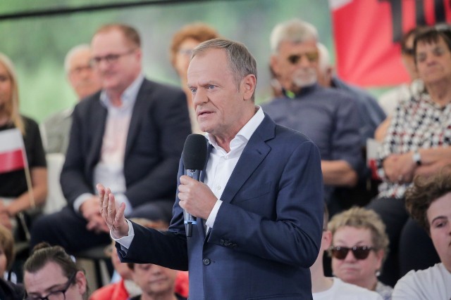 Donald Tusk podczas spotkania z wyborcami z Lidzbarka Warmińskiego