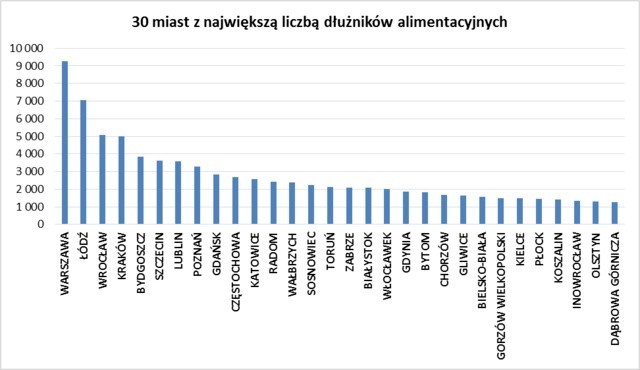 Najwięcej dłużników alimentacyjnych jest w Warszawie (9...