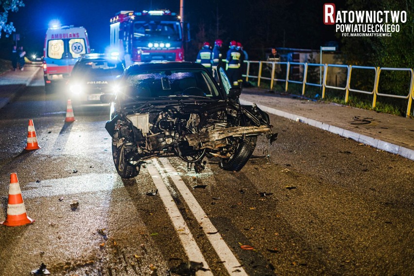 Wysokie: Wypadek na DK 16. Pijany kierowca BMW uderzył w budynek gospodarczy. Groził policjantom [ZDJĘCIA]