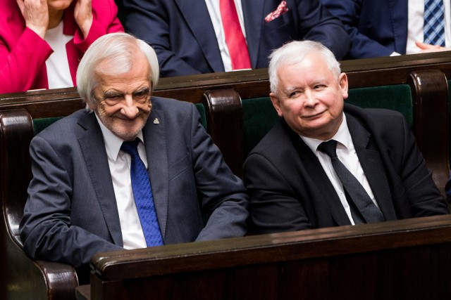Ryszard Terlecki i Jarosław Kaczyński na posiedzeniu Sejmu