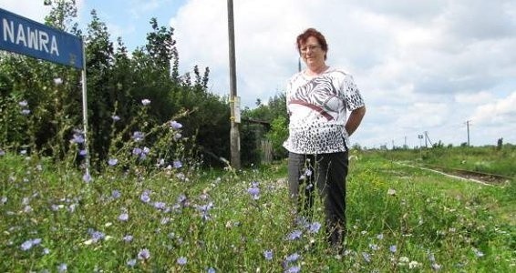 - W takich warunkach czekamy na pociąg w Nawrze - mówi Halina Szczęsna. - Może ktoś zetnie te krzaki