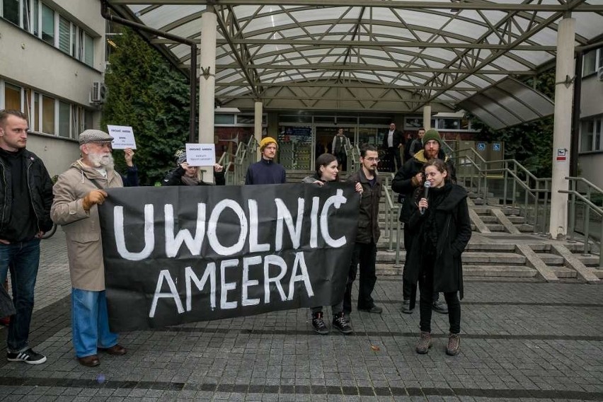Wczorajszy protest kolegów Ameera przed krakowskim sądem