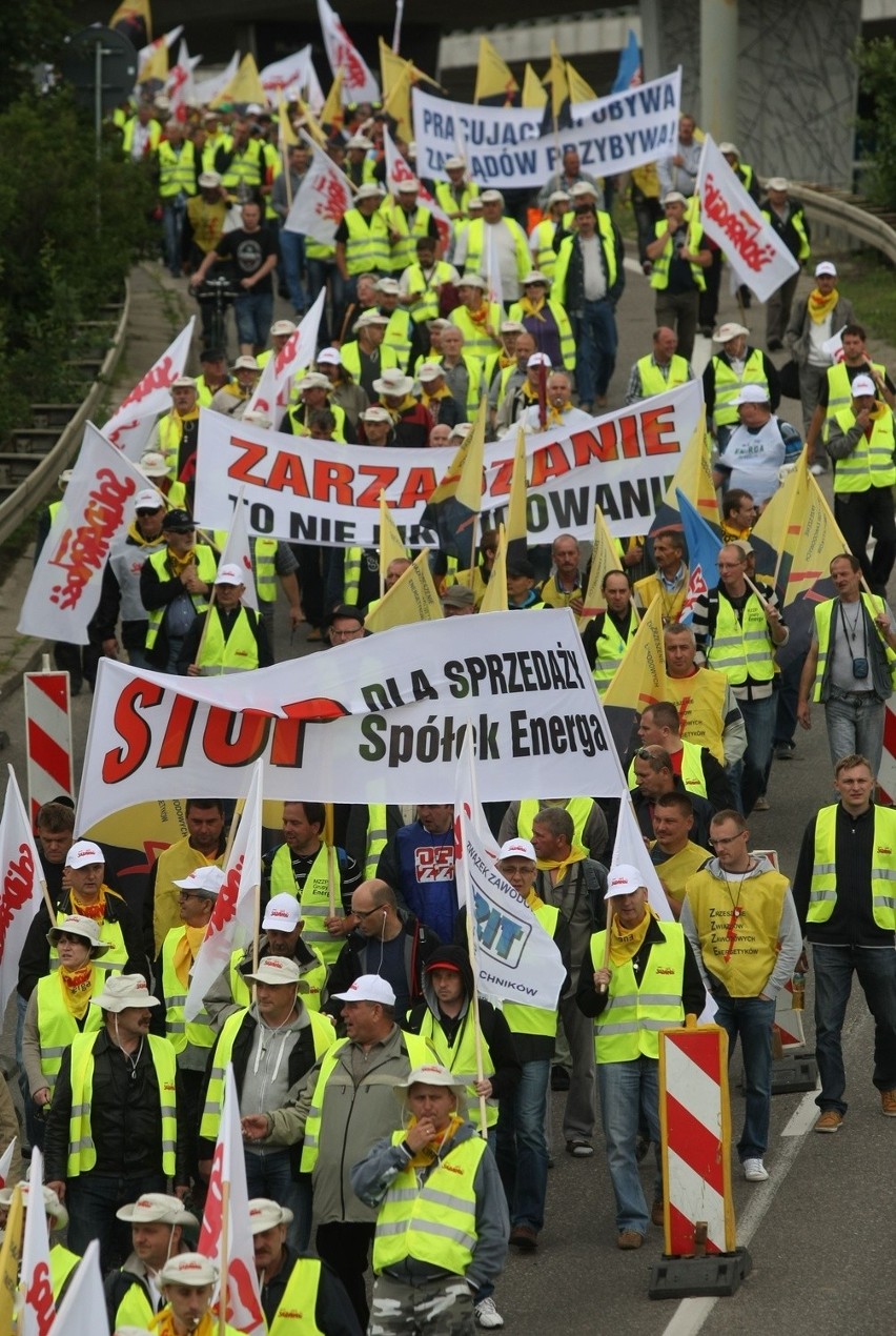 Protest pracowników Energi 27 czerwca 2013 w Gdańsku [ZDJĘCIA, FILM, MAPA]