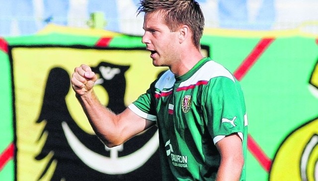 Zwycięski gest Johana Voskampa po bramce, która dała Śląskowi zwycięstwo nad Dundee