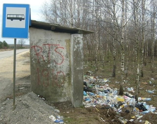 Tak wygląda przystanek koło Bernowa w gminie Gowarczów.