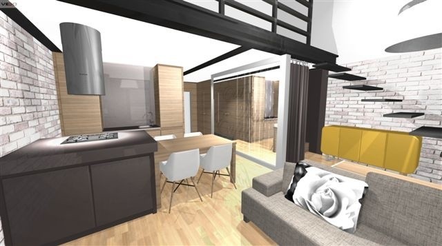 Wizualizacja mieszkania w loftach Roza DevelopmentProjekt wnętrza mieszkania w loftach przy ulicy Domagalskiego