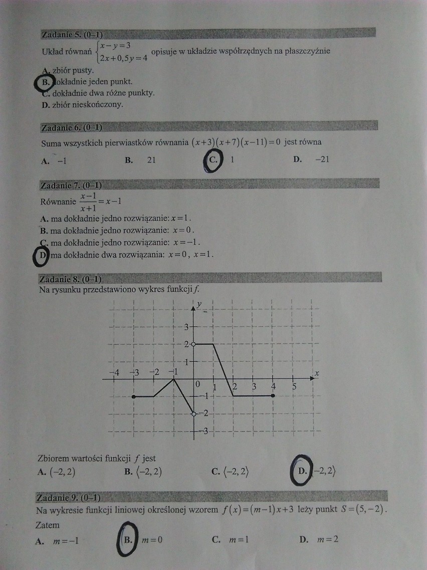 Matura 2015. MATEMATYKA, poziom podstawowy - liceum, technikum [ODPOWIEDZI]