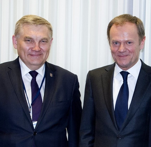 Spotkanie prezydenta Białegostoku Tadeusza Truskolaskiego z Przewodniczącym Rady Europejskiej Donaldem Tuskiem